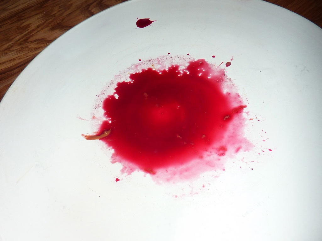 Brown cheese and beetroot dessert, Restaurant Noma